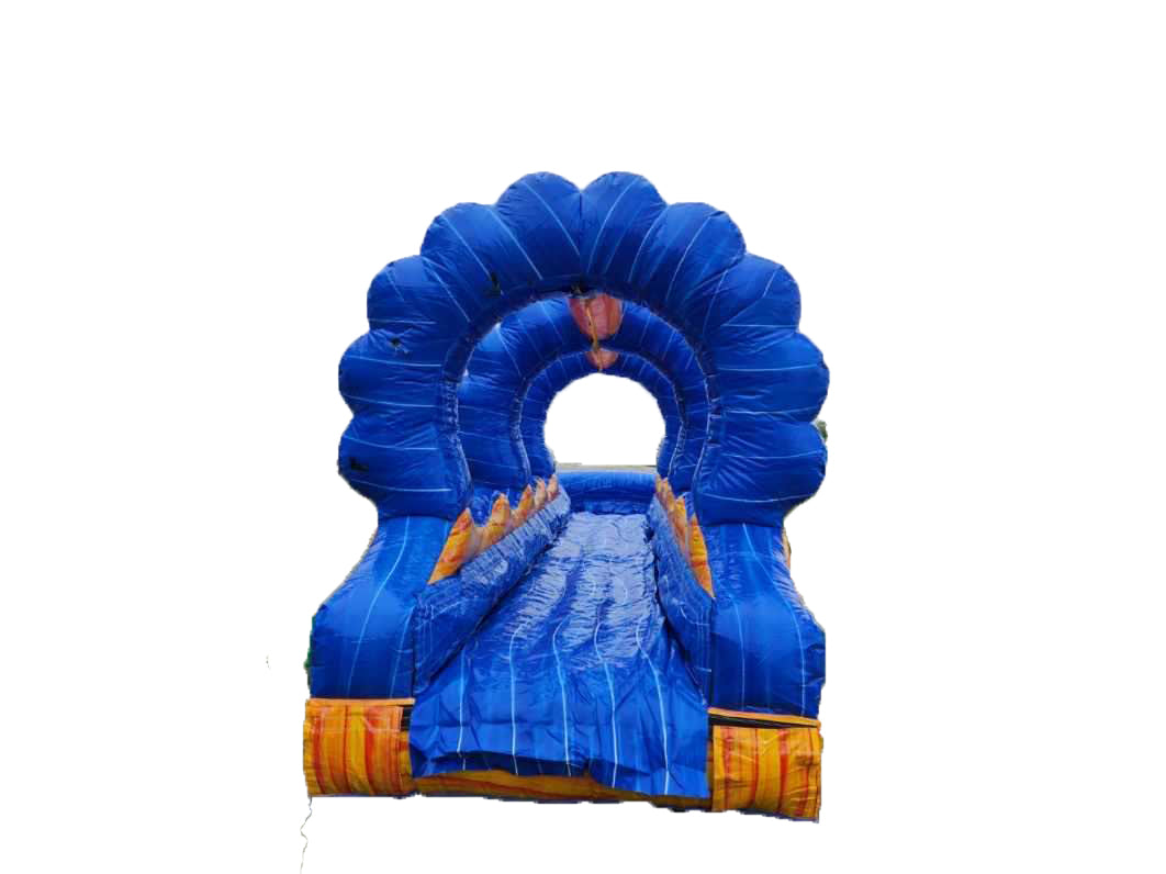 36' Slip Slide & Dip with Pool - Double Lane, One Exit Blue & Orange Marble