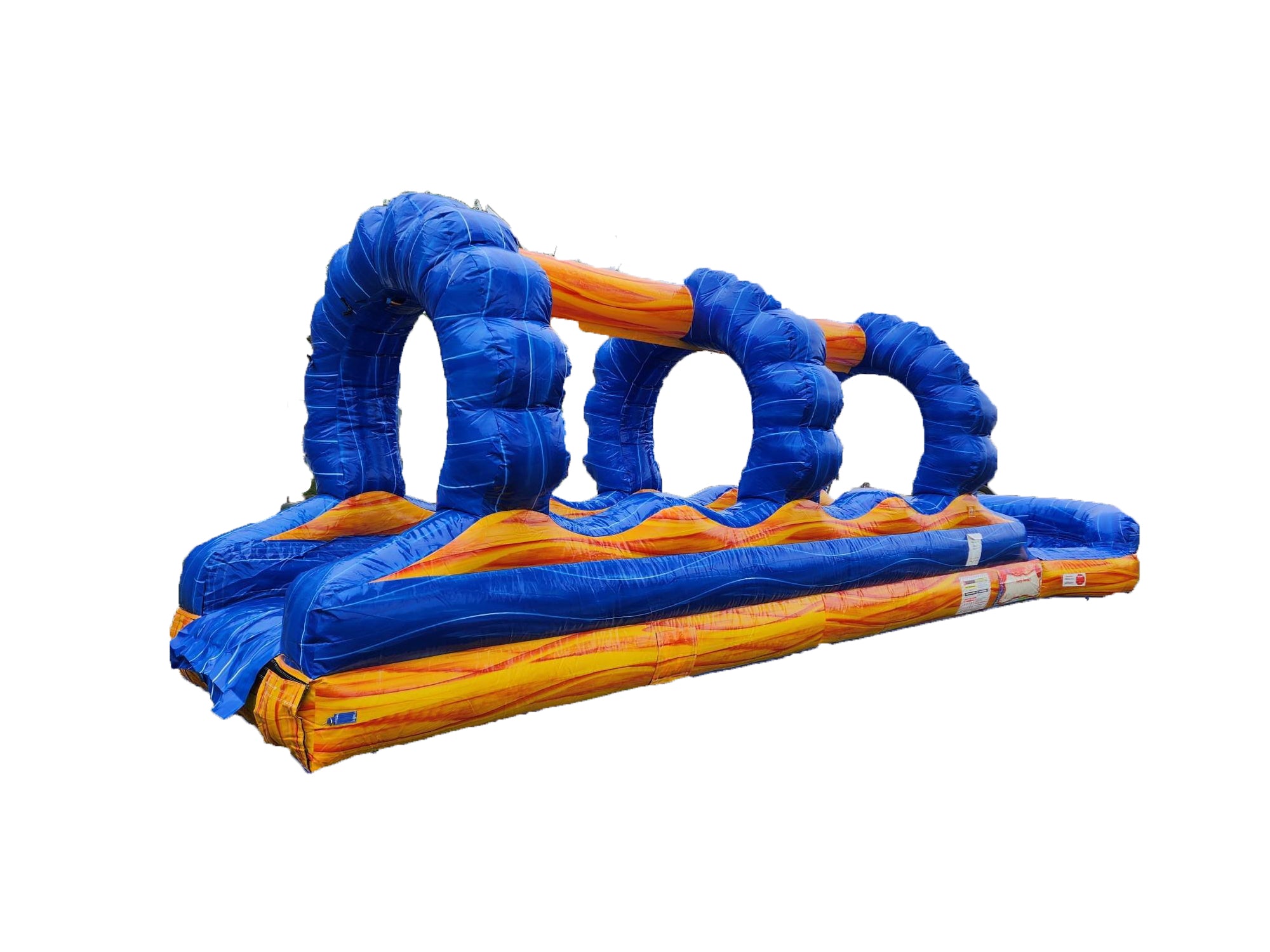 36' Slip Slide & Dip with Pool - Double Lane, One Exit Blue & Orange Marble