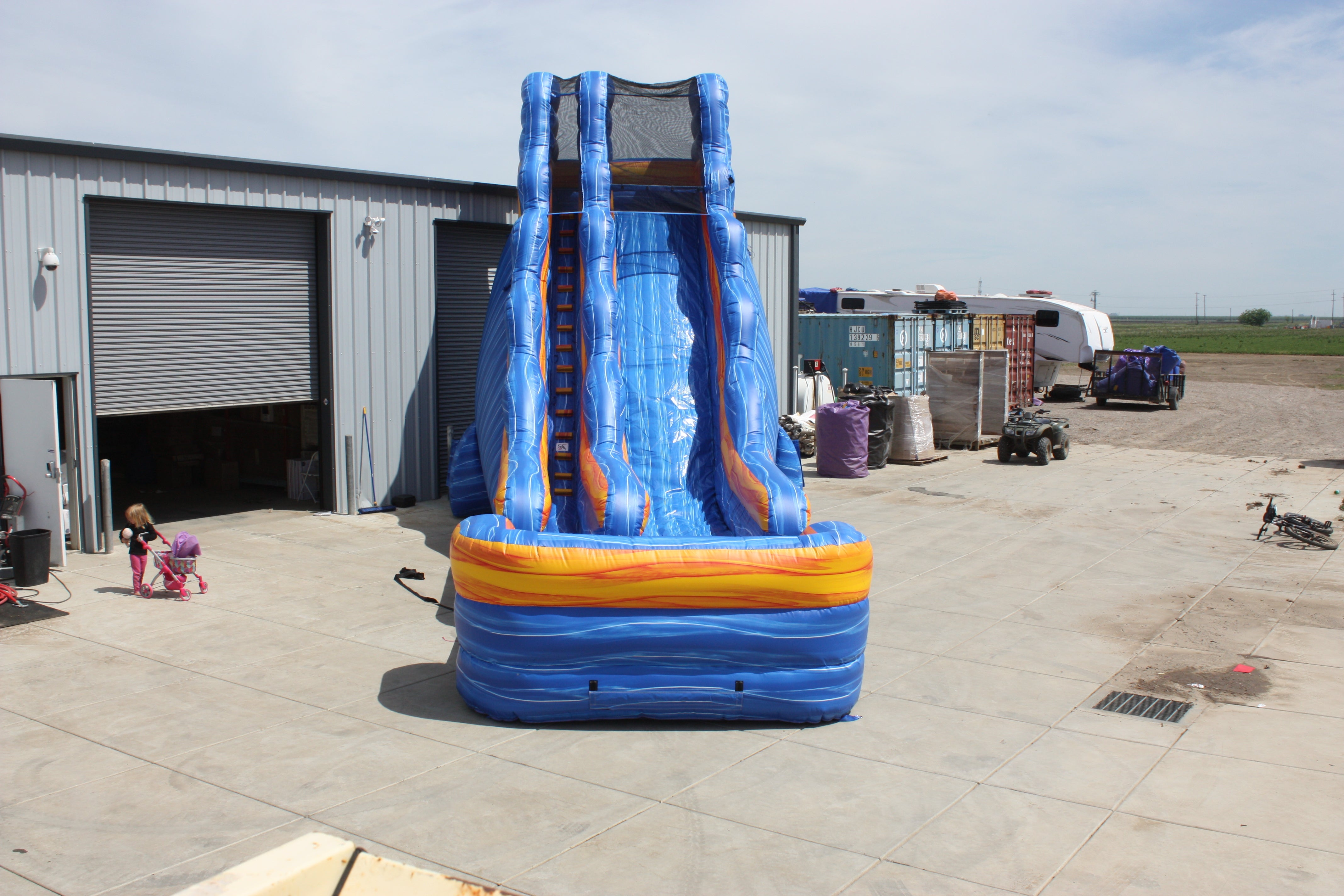 22' Blue Crush with Mini Slip and Slide, Orange Marble Trim RemovablePool