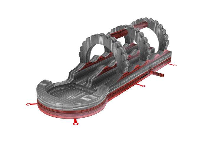 18' Slip and Slide with Pool - Single Lane Red & Grey Marble Lava - Round Pool