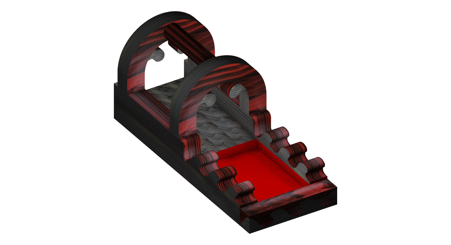 36' Slip Slide & Dip with Pool - Double Lane, Two Exit Red & Grey Marble