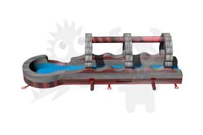 27' Slip Slide & Dip with Pool - Single Lane, One Exits Red Marble & Grey Marble