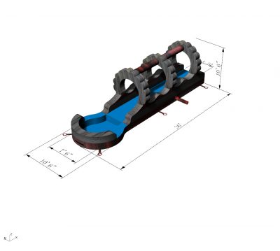 27' Slip Slide & Dip with Pool - Single Lane, One Exits Red Marble & Grey Marble