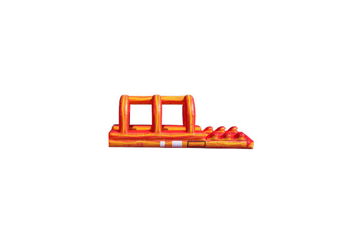 27' Slip Slide & Dip with Pool - Single Lane - Fire Marble - Square Pool