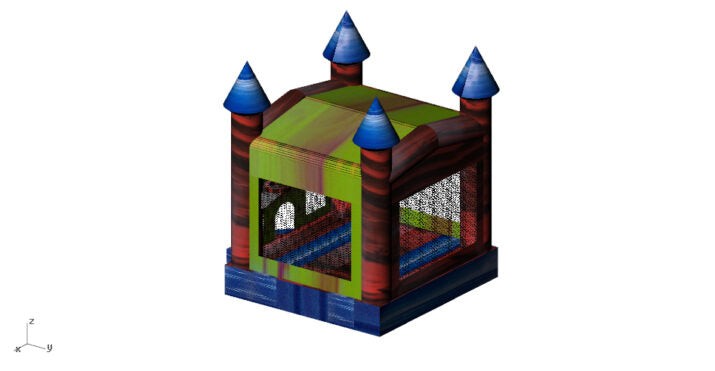 Red/Blue/Yellow Marble Castle Bounce House with Hoop