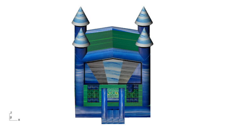 Blue Burst Blue/Green/Grey Castle with Basketball Hoop