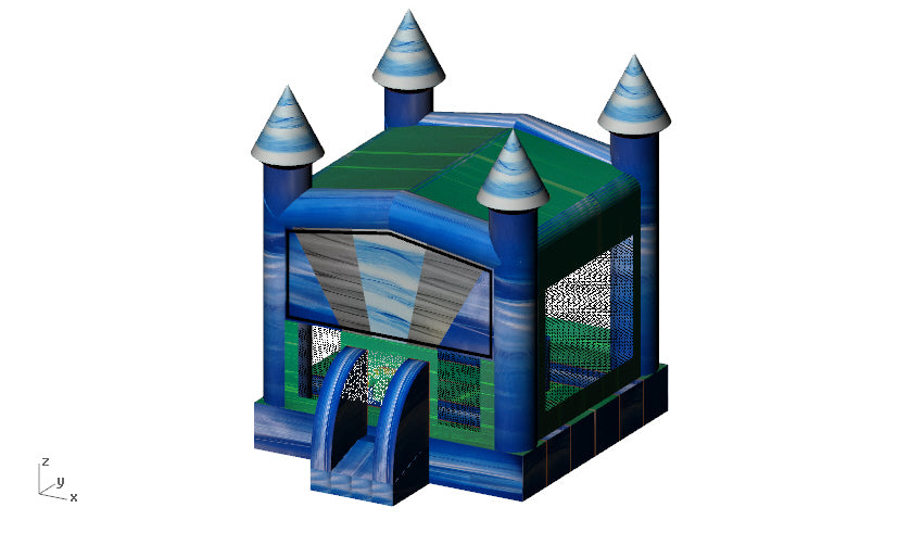 Blue Burst Blue/Green/Grey Castle with Basketball Hoop