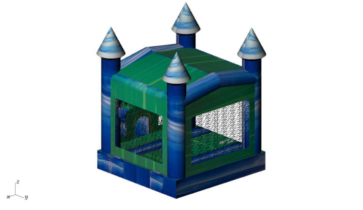 Blue Burst Blue/Green/Grey Castle with Basketball Hoop