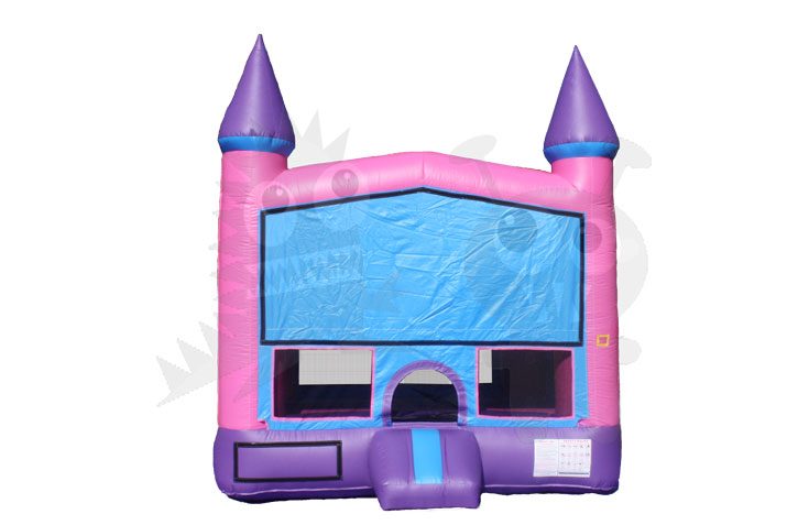 Pink/Purple Bounce House Modular Castle with Hoop