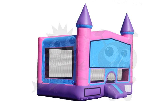 Pink/Purple Bounce House Modular Castle with Hoop