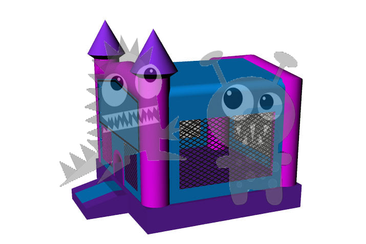 Pink/Purple Bounce House Modular Castle with Hoop