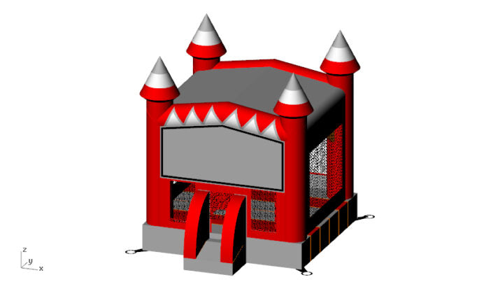 Inflatable Halloween Castle Bounce House with Basketball Hoop – Grey & Red Marble