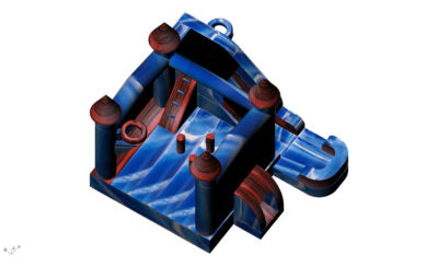 6-1 Module Castle Wet Dry Slide - Blue/Red Marble