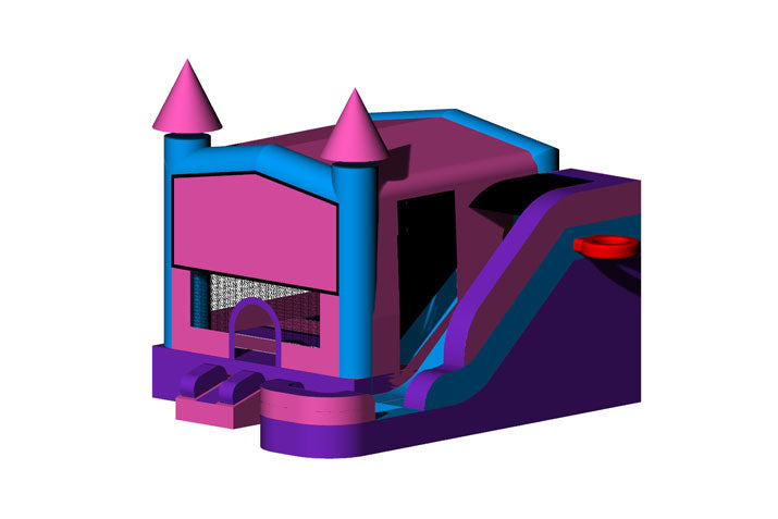 6-1 Module Castle Wet Dry Slide - Pink/Purple/Teal