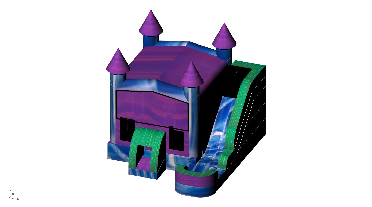 6-1 Module Castle Wet Dry Slide - Purple/Blue/Green Marble