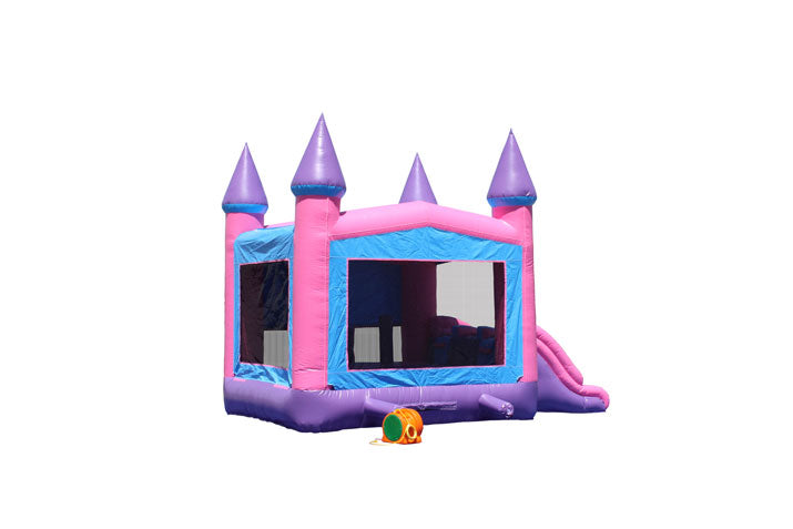 3-1 Castle Module Combo Double Dry Slide with Middle Stairs -Pink Castle 4 Peaks