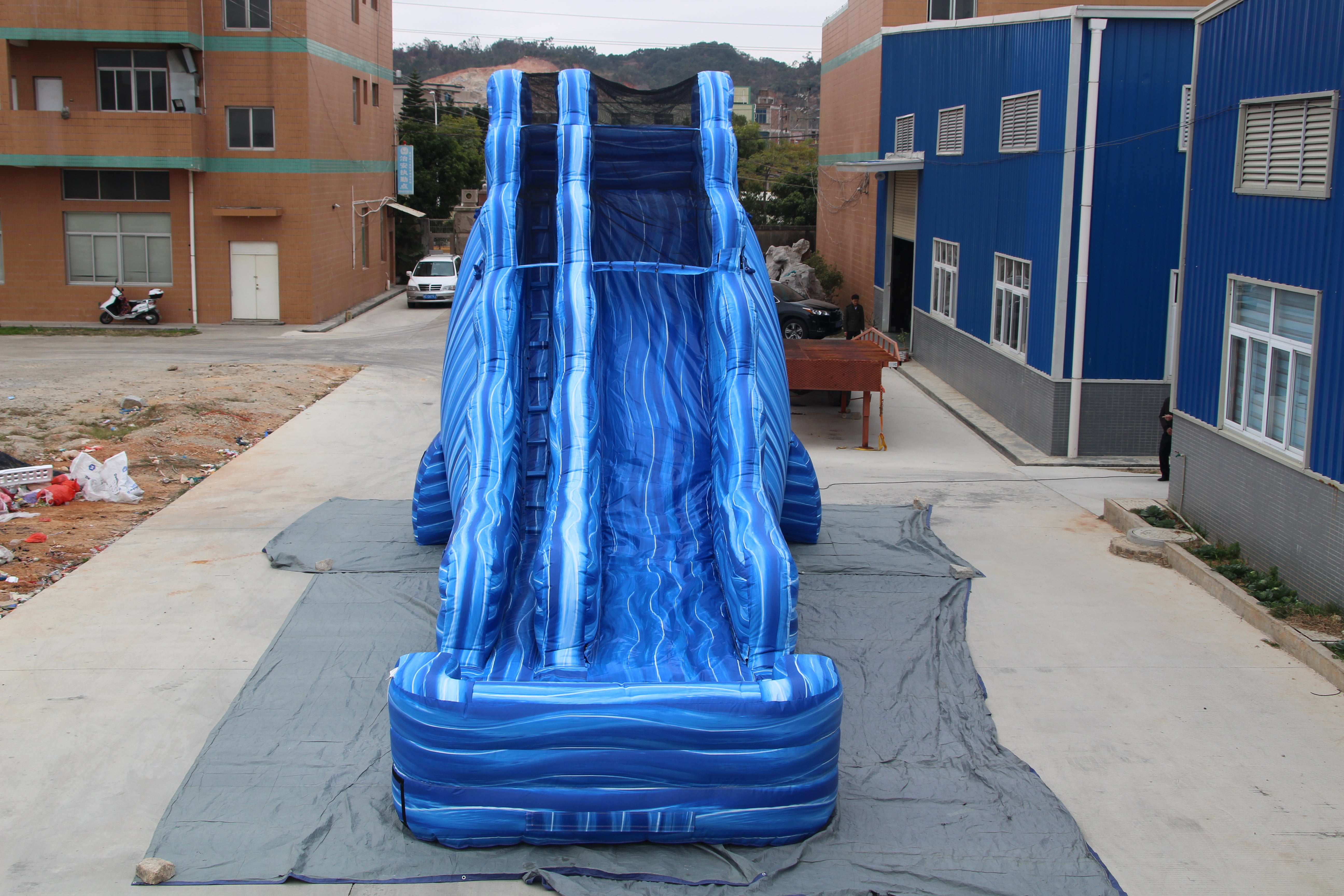 16' Water Slide - Blue Marble  Sewn Pool