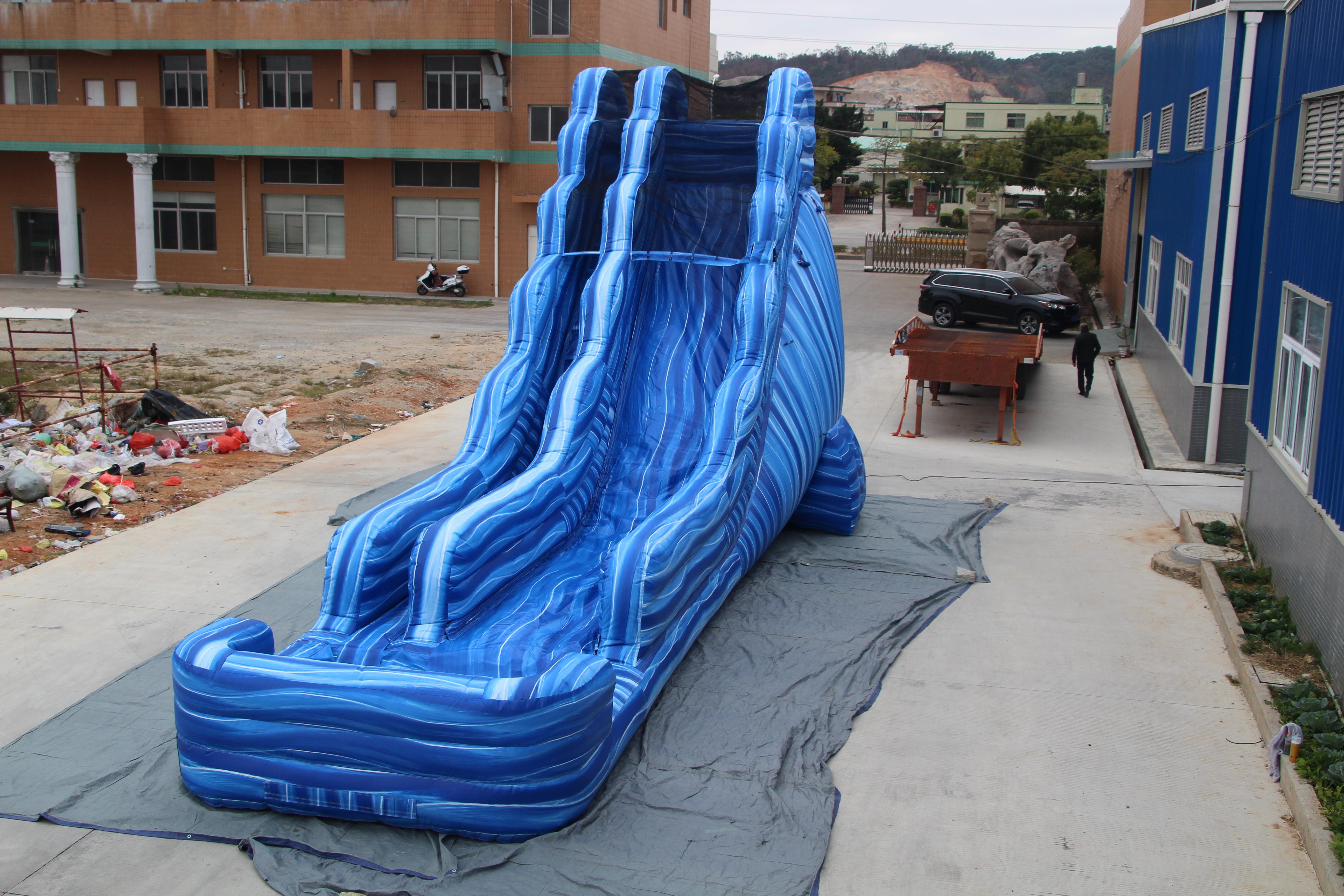 16' Water Slide - Blue Marble  Sewn Pool