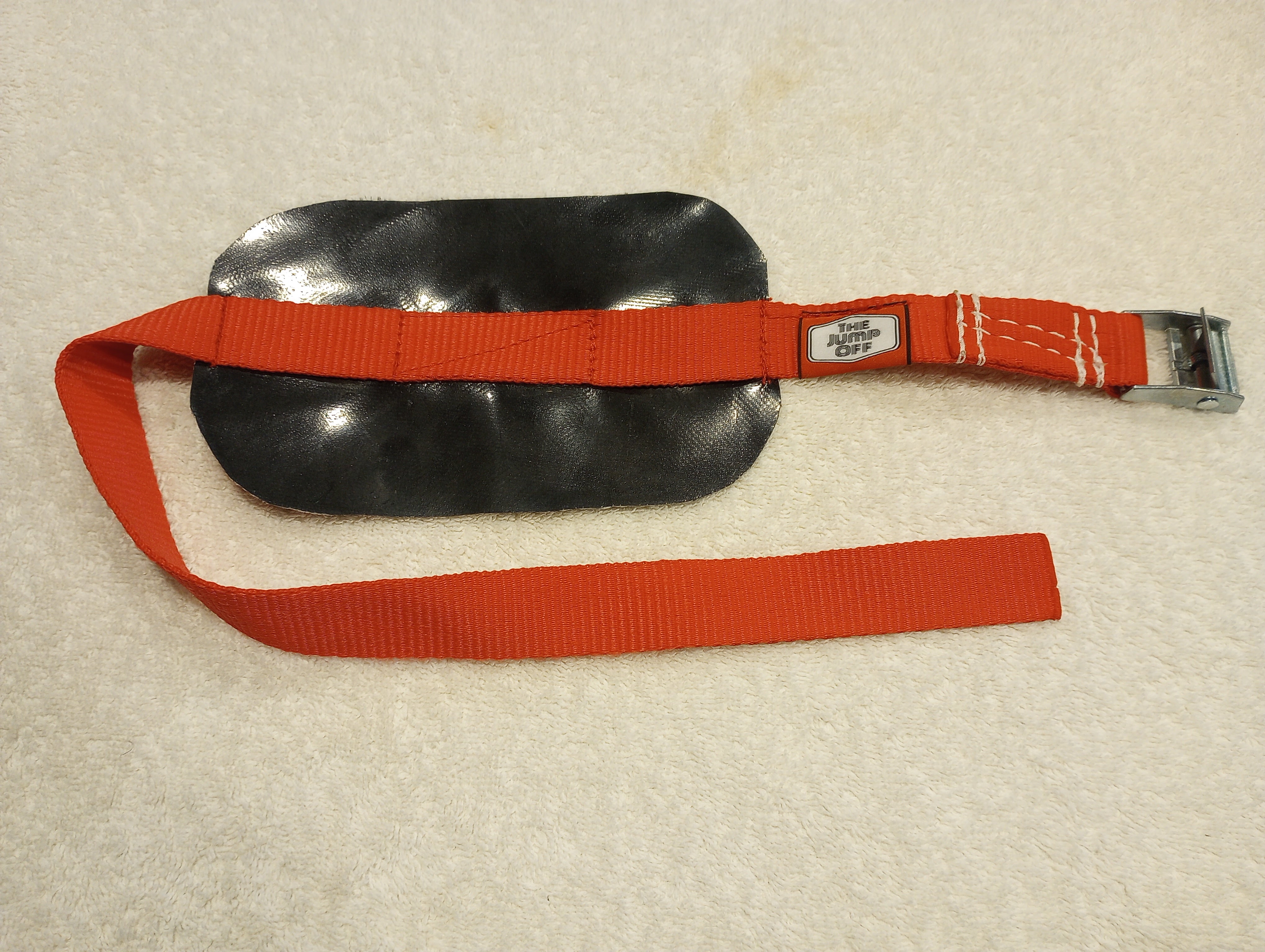 Blower Tube Strap - Vinyl oval 7” x 4.5”. Red 1” Strap 30” Long