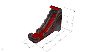 22' Tsunami Red Marble & Grey Marble Water Slide with Wings - Removable Pool